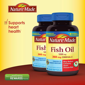 Dầu Cá Nature Made Fish Oil Omega 3 1200mg Hộp 180 Viên