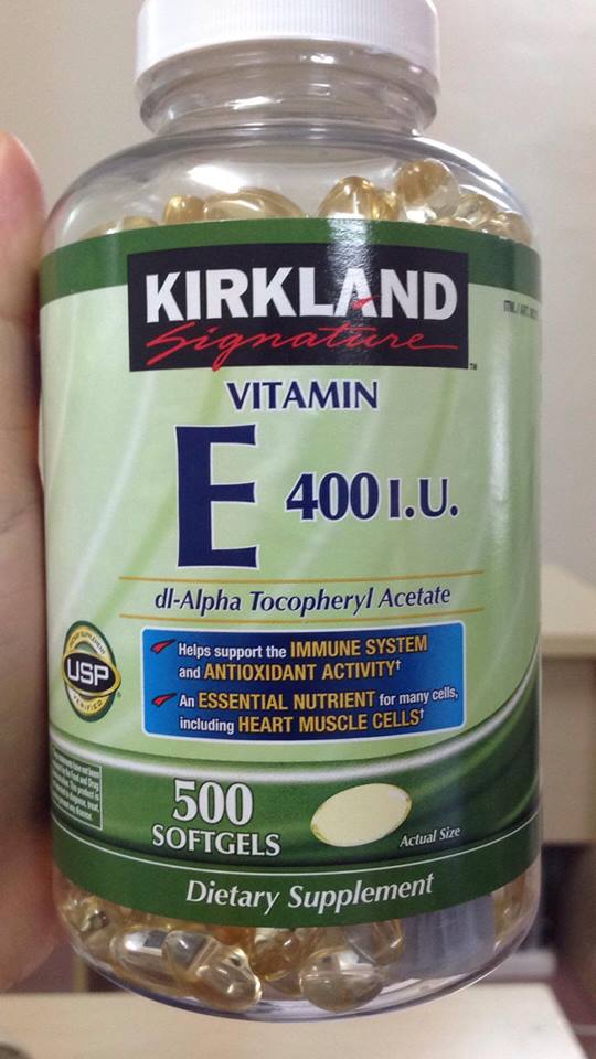 Vitamin E 400 IU 500 viên Kirkland của Mỹ - Đẹp da, làm chậm lão hóa