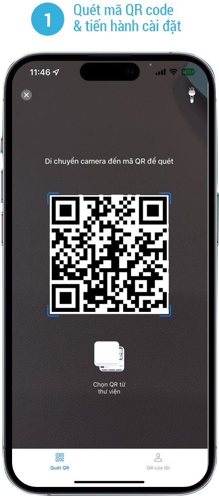 Quét mã QR và tiến hành cài đặt