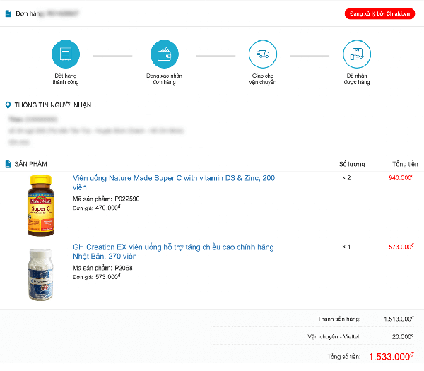 Cách 1: Kiểm tra trong email Xác nhận đặt hàng