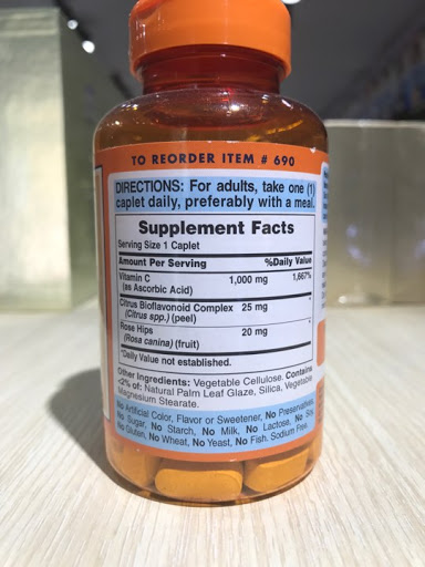 Viên uống Vitamin C Puritan's Pride 1000mg Mỹ - Hỗ trợ tăng cường sức đề kháng và làm đẹp da - Hộp 100 viên tự nhiên