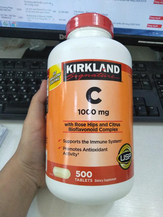 Viên uống Vitamin C 1000mg Kirkland Mỹ - Hộp 500 viên bổ sung vitamin, tăng cường miễn dịch, làm đẹp da, dễ uống vị cam