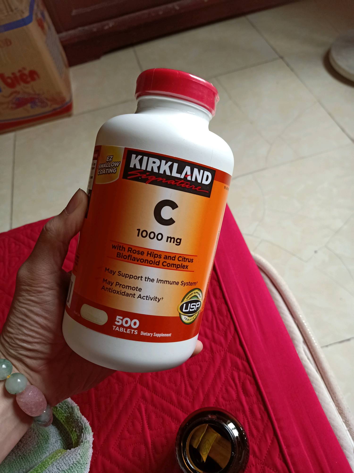 Viên uống Vitamin C 1000mg Kirkland Mỹ - Hộp 500 viên bổ sung vitamin, tăng cường miễn dịch, làm đẹp da, dễ uống vị cam