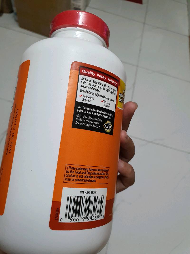 Viên uống Vitamin C 1000mg Kirkland Mỹ - Hộp 500 viên bổ sung vitamin, tăng cường miễn dịch, làm đẹp da, dễ uống vị cam