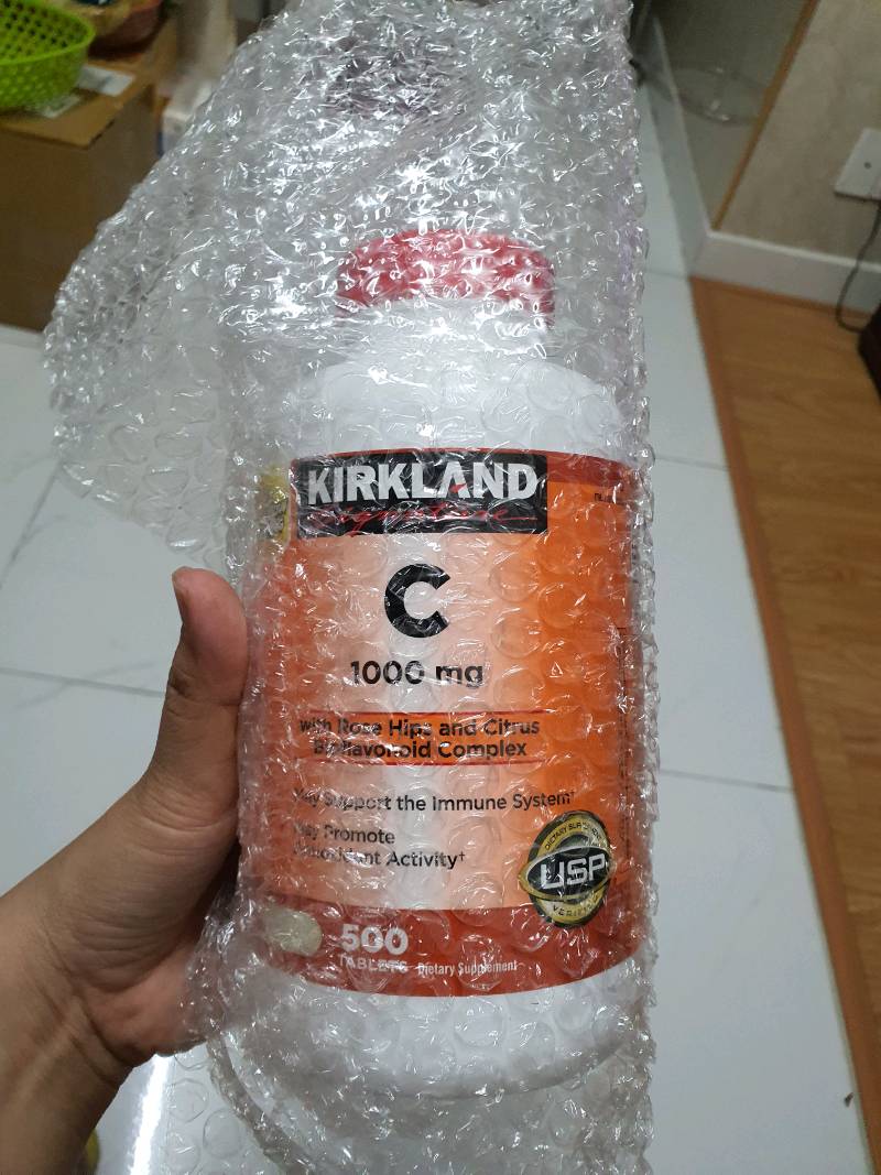 Viên uống Vitamin C 1000mg Kirkland Mỹ - Hộp 500 viên bổ sung vitamin, tăng cường miễn dịch, làm đẹp da, dễ uống vị cam