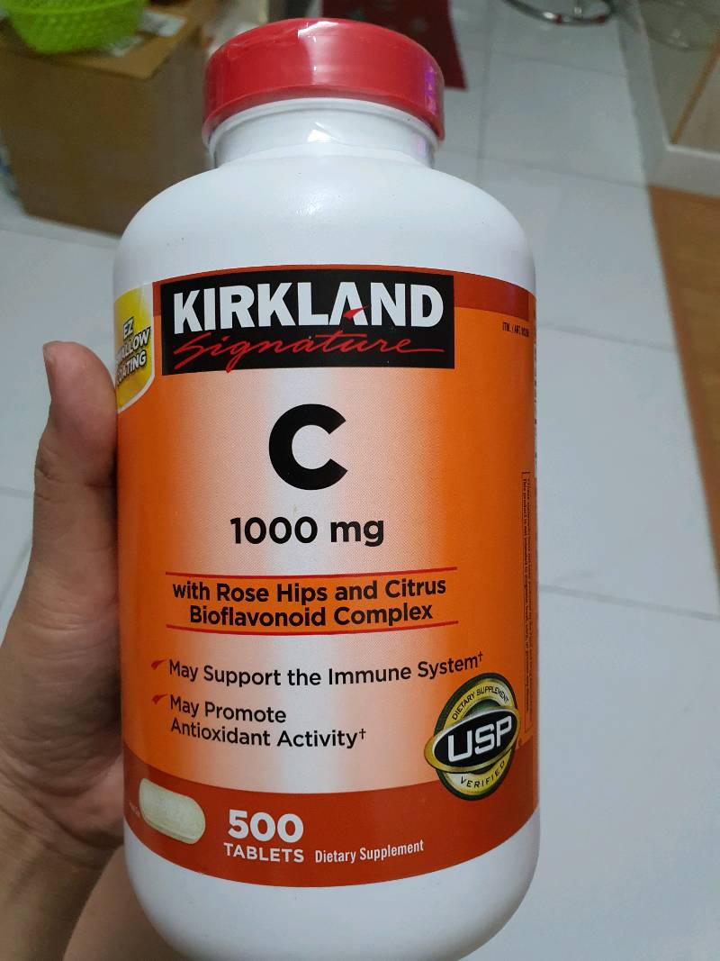 Viên uống Vitamin C 1000mg Kirkland Mỹ - Hộp 500 viên bổ sung vitamin, tăng cường miễn dịch, làm đẹp da, dễ uống vị cam