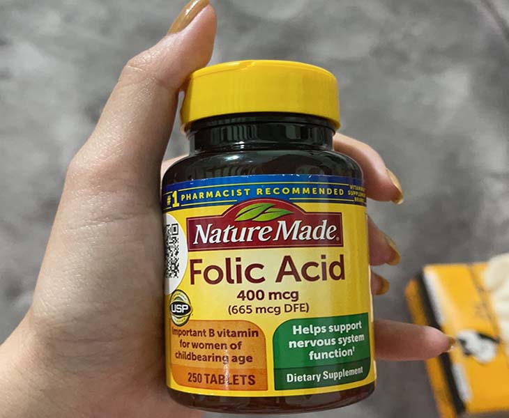 Viên uống bổ sung Acid Folic 400mcg Nature Made 250 viên - Hỗ trợ sức khỏe cho bà bầu, ngăn ngừa dị tật thai nhi