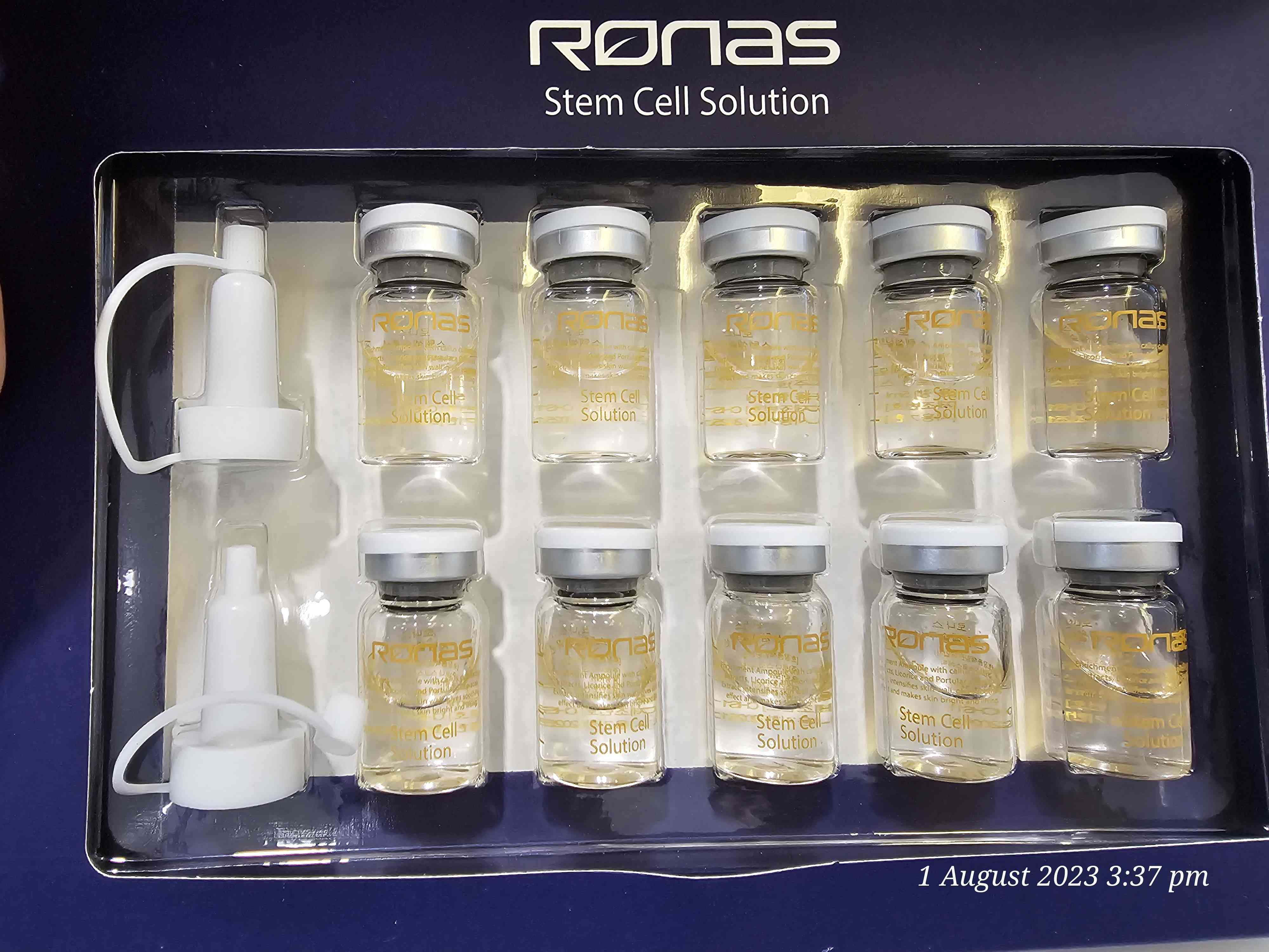 Tinh Chất Tế Bào Gốc Ronas Stem Cell Solution Hàn Quốc - Serum Dưỡng Da Phục Hồi, Làm Sáng và Tăng Đàn Hồi Da 10 Chai x 5ml