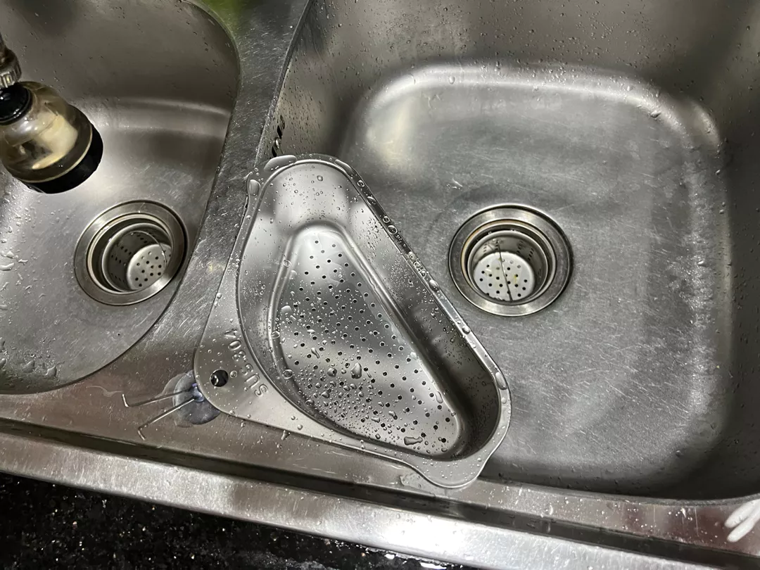 Rổ Treo Góc Chậu Rửa Chén Đa Năng Inox 304 - Dụng Cụ Tiện Ích Cho Nhà Bếp Kèm Sticker & Keo Dán Siêu Dính