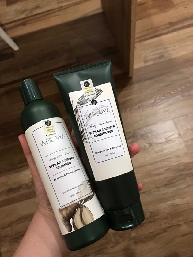Bộ Dầu Gội Weilaiya + Xả Tinh Chất Gừng 400ml + 250ml - Giúp Ngừa Rụng Tóc, Trị Gàu, Phục Hồi Tóc Khỏe Mạnh, Dày Mượt