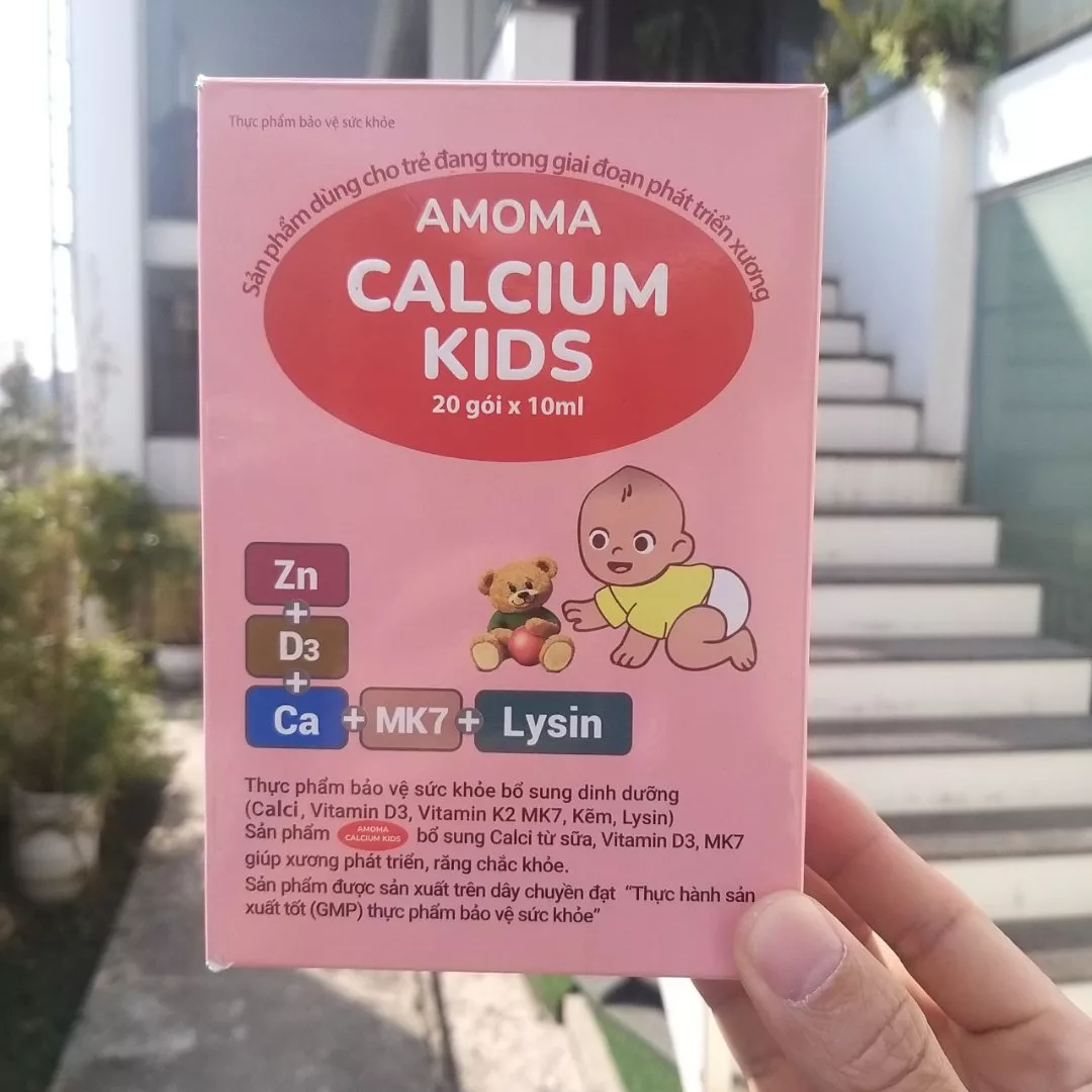 Viên Sủi Canxi Amoma Kids - Hỗ Trợ Tăng Chiều Cao và Phát Triển Xương Khớp, Hộp 20 Gói Uống 10ml Dễ Dàng Cho Trẻ Em