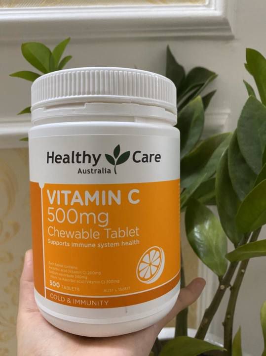 Viên nhai vitamin C Healthy Care của Úc 500mg - Bổ sung Vitamin C thiên nhiên, tăng cường sức đề kháng và làm đẹp da cho trẻ em và người lớn.