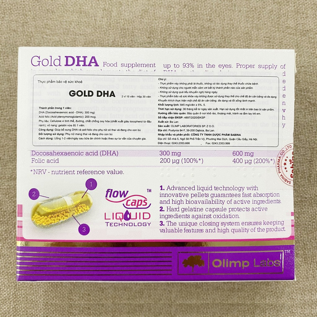 Viên Uống Gold DHA cho Bà Bầu - Thực Phẩm Bổ Sung DHA và Axit Folic Hỗ Trợ Sức Khỏe Mẹ Mang Thai và Thai Nhi