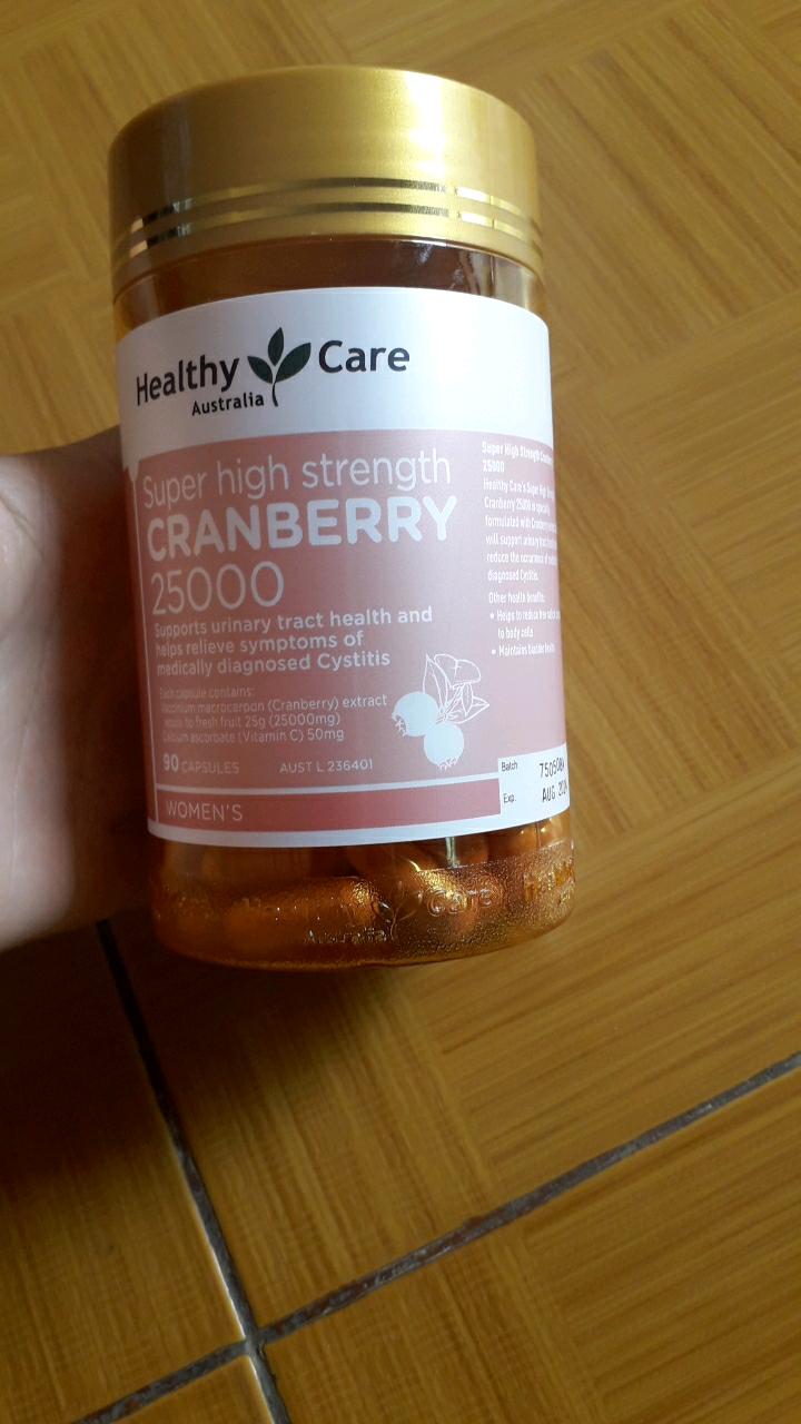 Viên Uống Hỗ Trợ Đường Tiết Niệu Healthy Care Cranberry 25000mg - Chiết Xuất Nam Việt Quất Tự Nhiên, Hộp 90 Viên