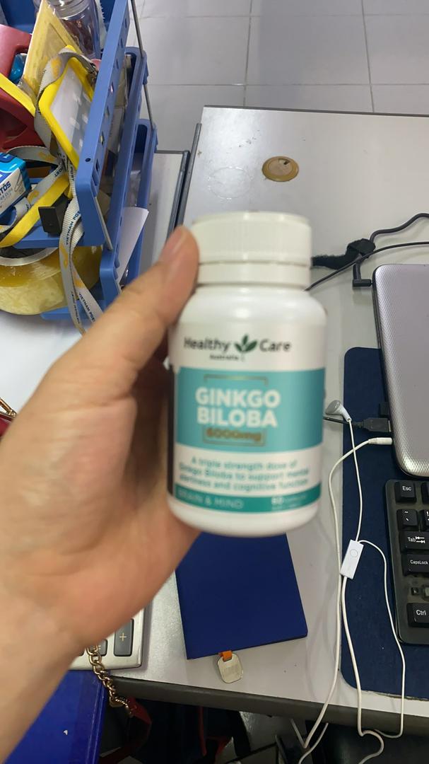 Viên uống bổ não Healthy Care Ginkgo Biloba 6000mg - Tăng cường trí nhớ, giảm căng thẳng, hỗ trợ tuần hoàn máu, 60 viên