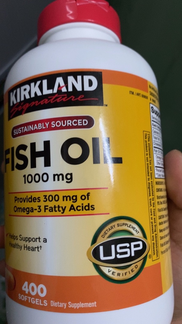 Dầu cá Omega 3 Fish Oil Kirkland 1000mg 400 viên - Viên uống bổ sung Omega-3 hỗ trợ sức khỏe tim mạch và trí não từ Mỹ