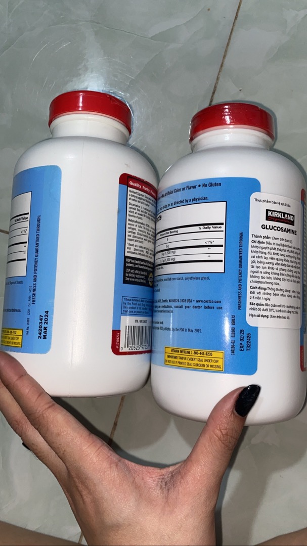 Viên uống Glucosamine Kirkland HCL 1500mg với MSM 1500mg - Hỗ trợ xương khớp, hộp 375 viên cho người lớn