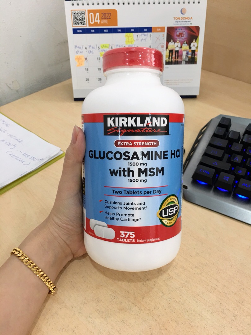 Viên uống Glucosamine Kirkland HCL 1500mg với MSM 1500mg - Hỗ trợ xương khớp, hộp 375 viên cho người lớn