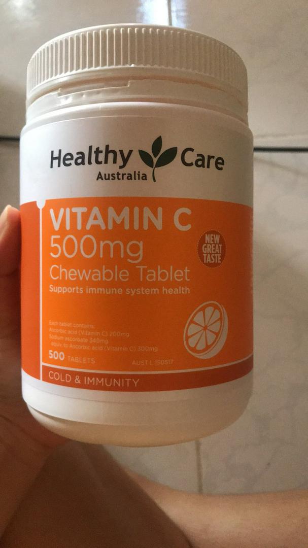 Viên nhai vitamin C Healthy Care của Úc 500mg - Bổ sung Vitamin C thiên nhiên, tăng cường sức đề kháng và làm đẹp da cho trẻ em và người lớn.