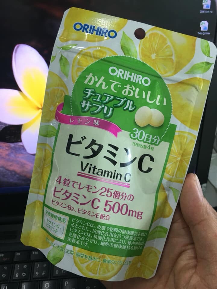 Viên Nhai Bổ Sung Vitamin C 500mg Orihiro Nhật Bản - Hỗ Trợ Tăng Cường Sức Đề Kháng và Làm Đẹp Da, Hương Vị Chanh Thơm Ngon