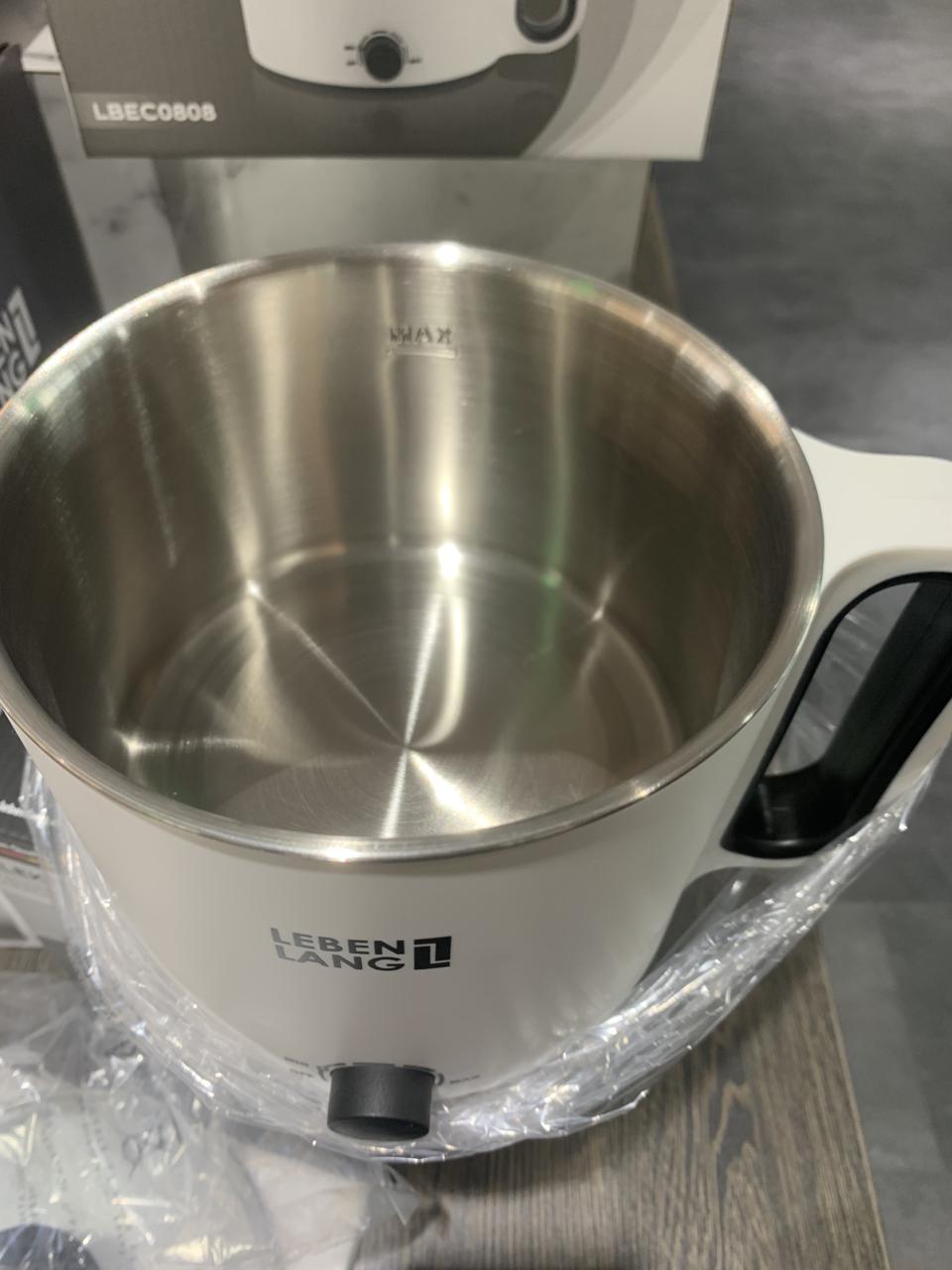 Nồi Lẩu Điện Mini 1.5L Lebenlang LBEC0808 - Công Suất 900W, Dùng Cho 2-3 Người, Thiết Kế Gọn Nhẹ, Màu Trắng Thời Trang