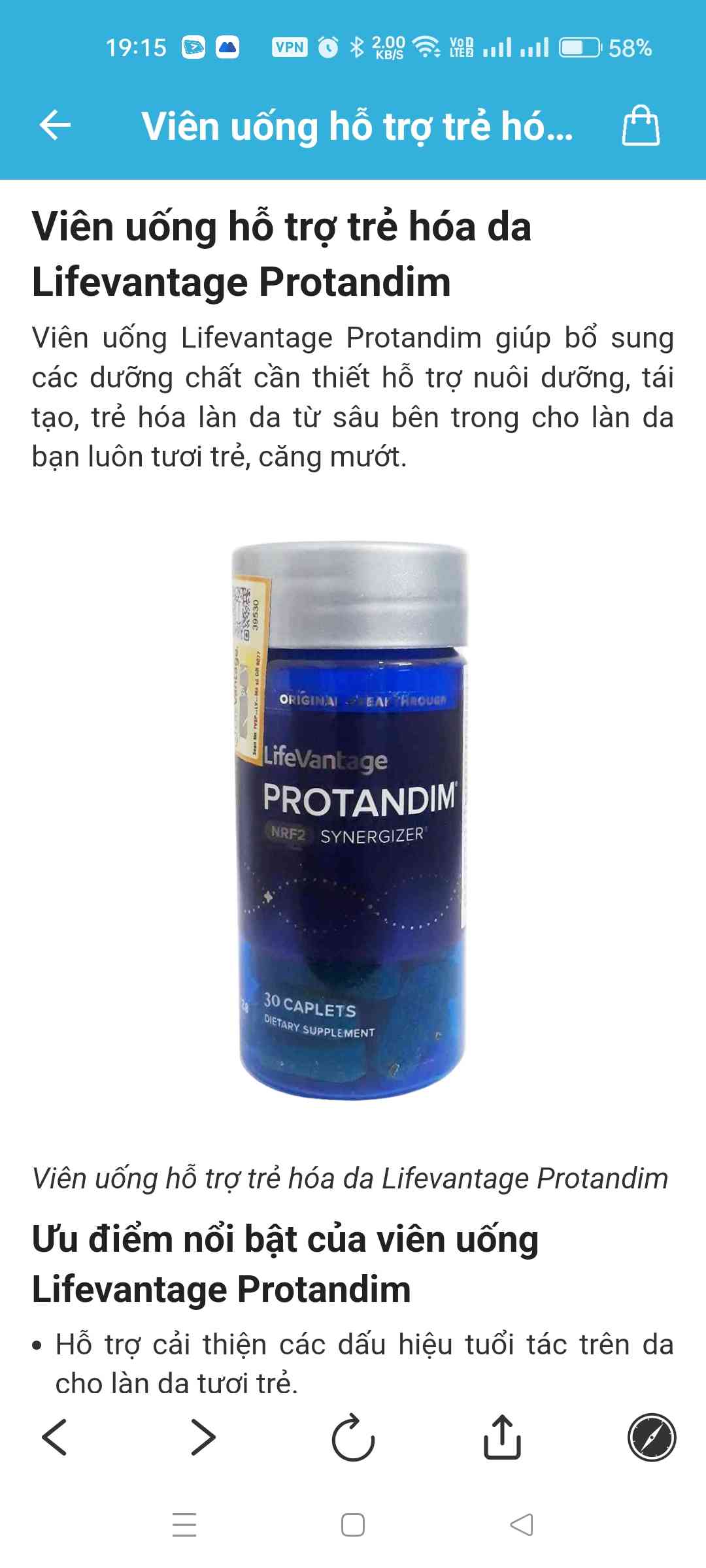 Viên uống hỗ trợ trẻ hóa da Lifevantage Protandim - Bổ sung dưỡng chất, nuôi dưỡng và tái tạo làn da tươi trẻ, căng mịn, 30 viên