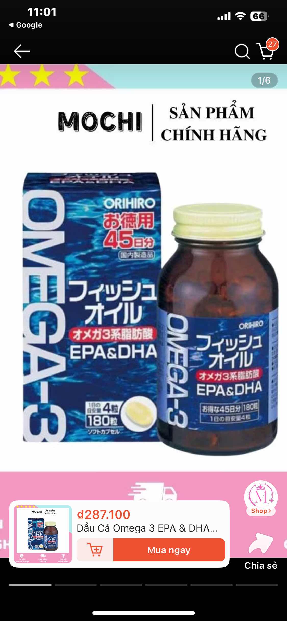 Dầu Cá Omega 3 Orihiro Nhật Bản 180 Viên - Hỗ Trợ Tim Mạch, Trí Não và Thị Lực, Hàm Lượng Omega 3 Cao 300mg Trong 1 Liều Dùng