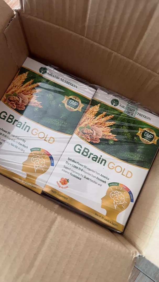 Cốm GBrain Gold - Hỗ trợ phát triển trí não cho bé, bổ sung DHA, kẽm và vitamin, hương vị thơm ngon, cho trẻ từ 2-18 tuổi