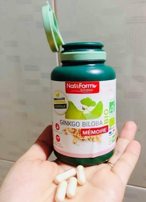 Viên uống bổ não Ginkgo Biloba Memoire Nat & Form - Hỗ trợ tăng cường trí nhớ, tuần hoàn não, giảm căng thẳng - Lọ 200 viên hữu cơ