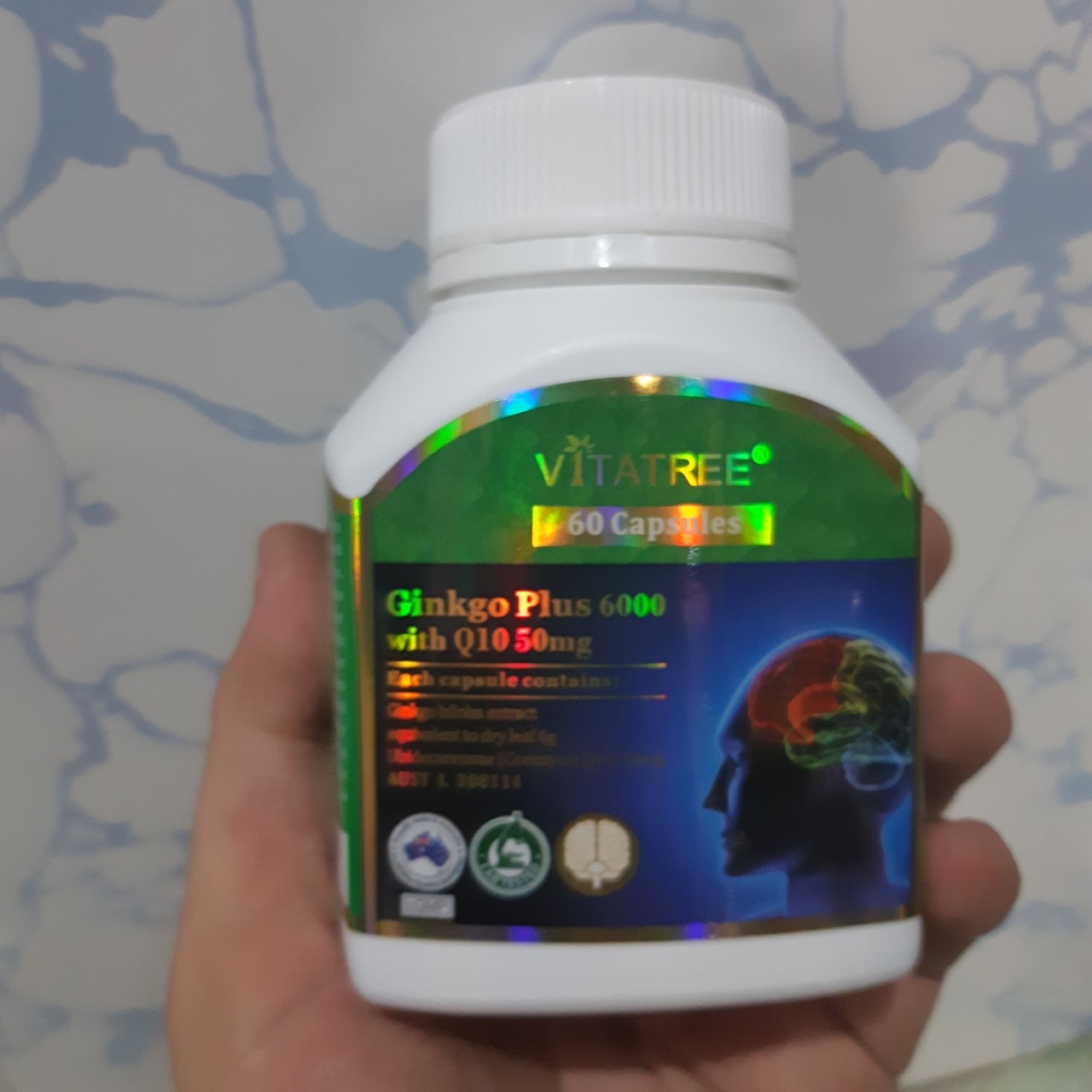 Viên bổ não Vitatree Ginkgo Plus 6000 With Q10 50mg - Tăng cường lưu thông máu, cải thiện trí nhớ và giấc ngủ tốt hơn cho người lớn