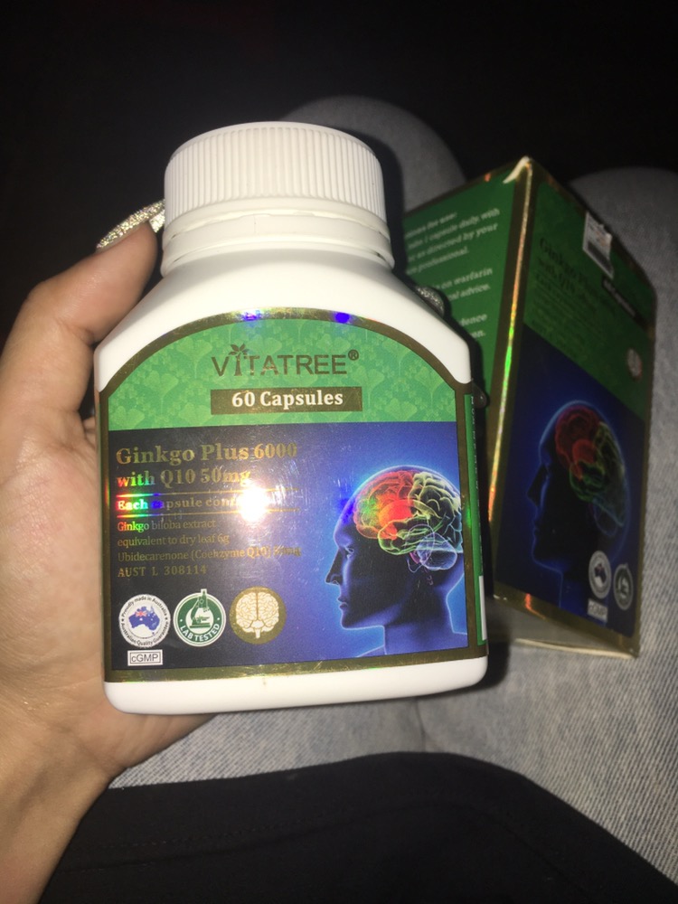 Viên bổ não Vitatree Ginkgo Plus 6000 With Q10 50mg - Tăng cường lưu thông máu, cải thiện trí nhớ và giấc ngủ tốt hơn cho người lớn