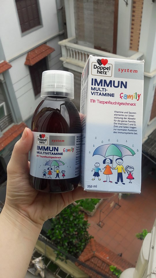 Siro Doppelherz Kinder Immune 150ml - Hỗ trợ tăng cường miễn dịch cho bé, vitamin A, C, D3 giúp trẻ khỏe mạnh, dễ uống.