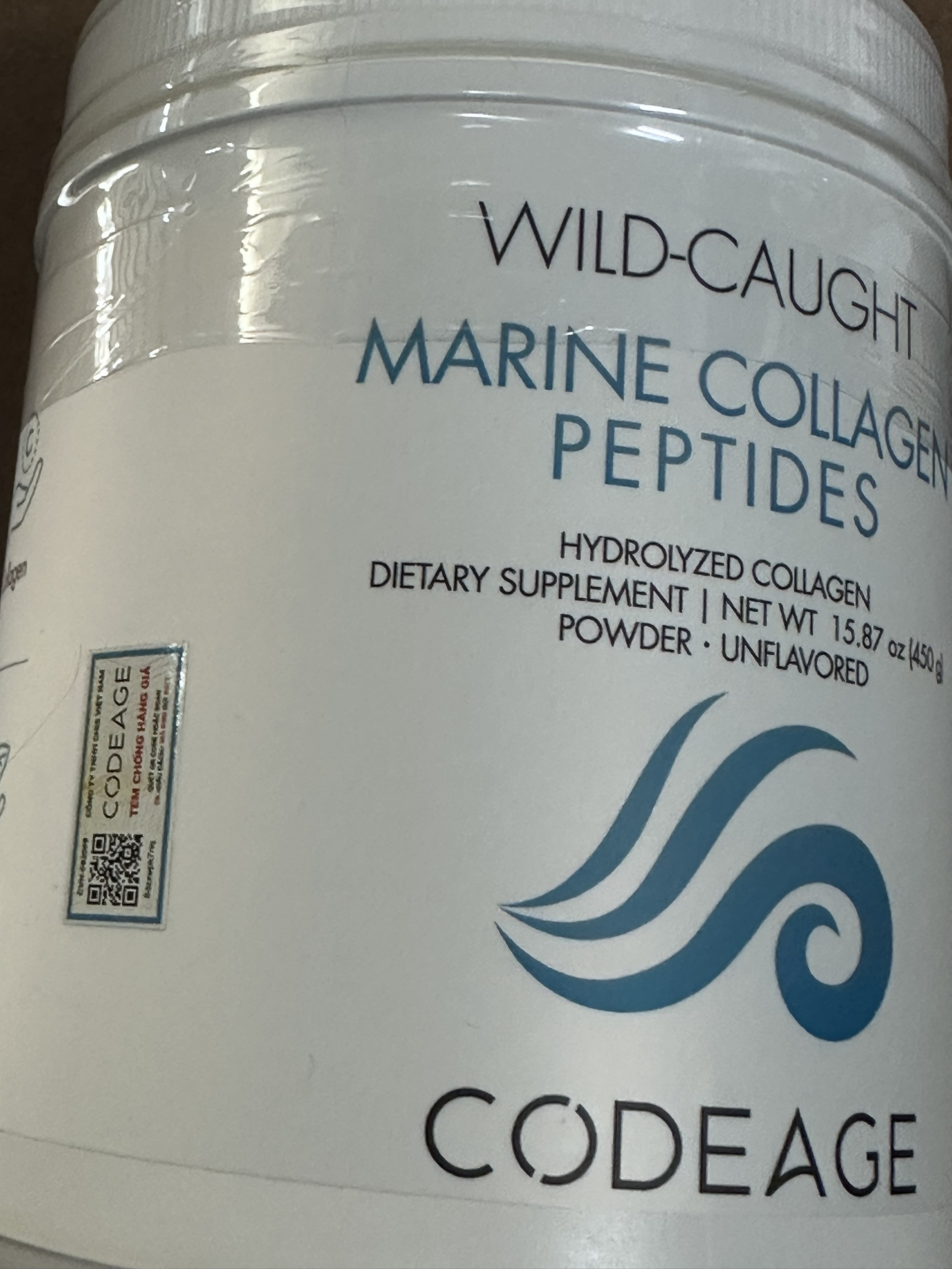 Bột Uống Collagen Codeage Wild-Caught - Peptides Biển 450g, Collagen Tuýp I & III Hỗ Trợ Da Căng Mịn, Giảm Nếp Nhăn
