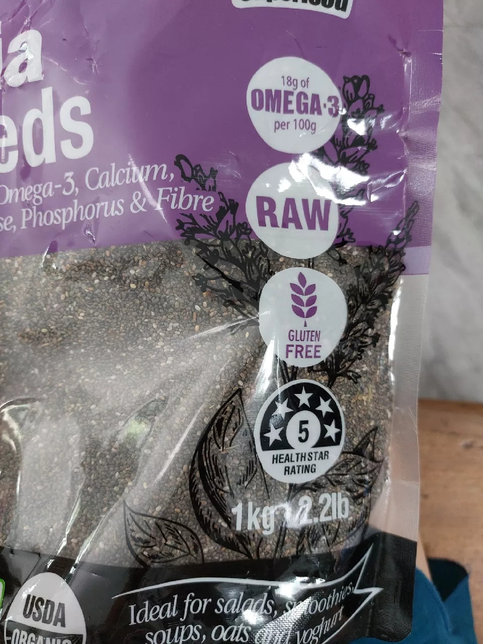 Hạt Chia Úc Absolute Organic 1Kg - Giảm Cân, Hỗ Trợ Tiểu Đường, Tăng Cường Sức Khỏe, Nguồn Omega 3 Tự Nhiên