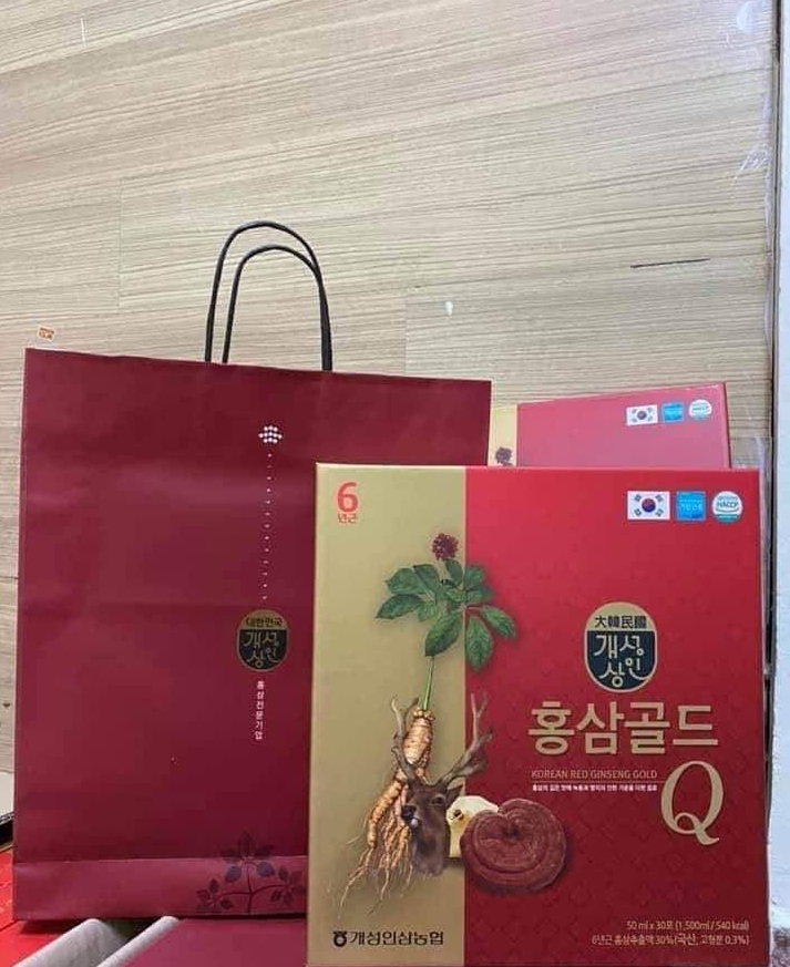 Nước Hồng Sâm Nhung Hươu Linh Chi Gold Q Hàn Quốc - Tăng Cường Sức Khỏe, Hộp 30 Gói 50ml, Hỗ Trợ Miễn Dịch, Làm Đẹp Da