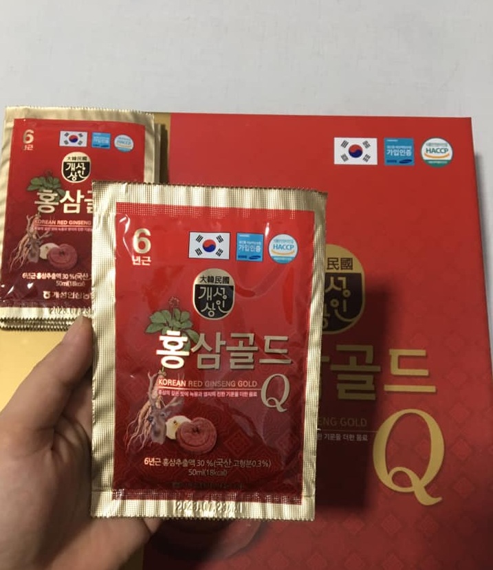 Nước Hồng Sâm Nhung Hươu Linh Chi Gold Q Hàn Quốc - Tăng Cường Sức Khỏe, Hộp 30 Gói 50ml, Hỗ Trợ Miễn Dịch, Làm Đẹp Da