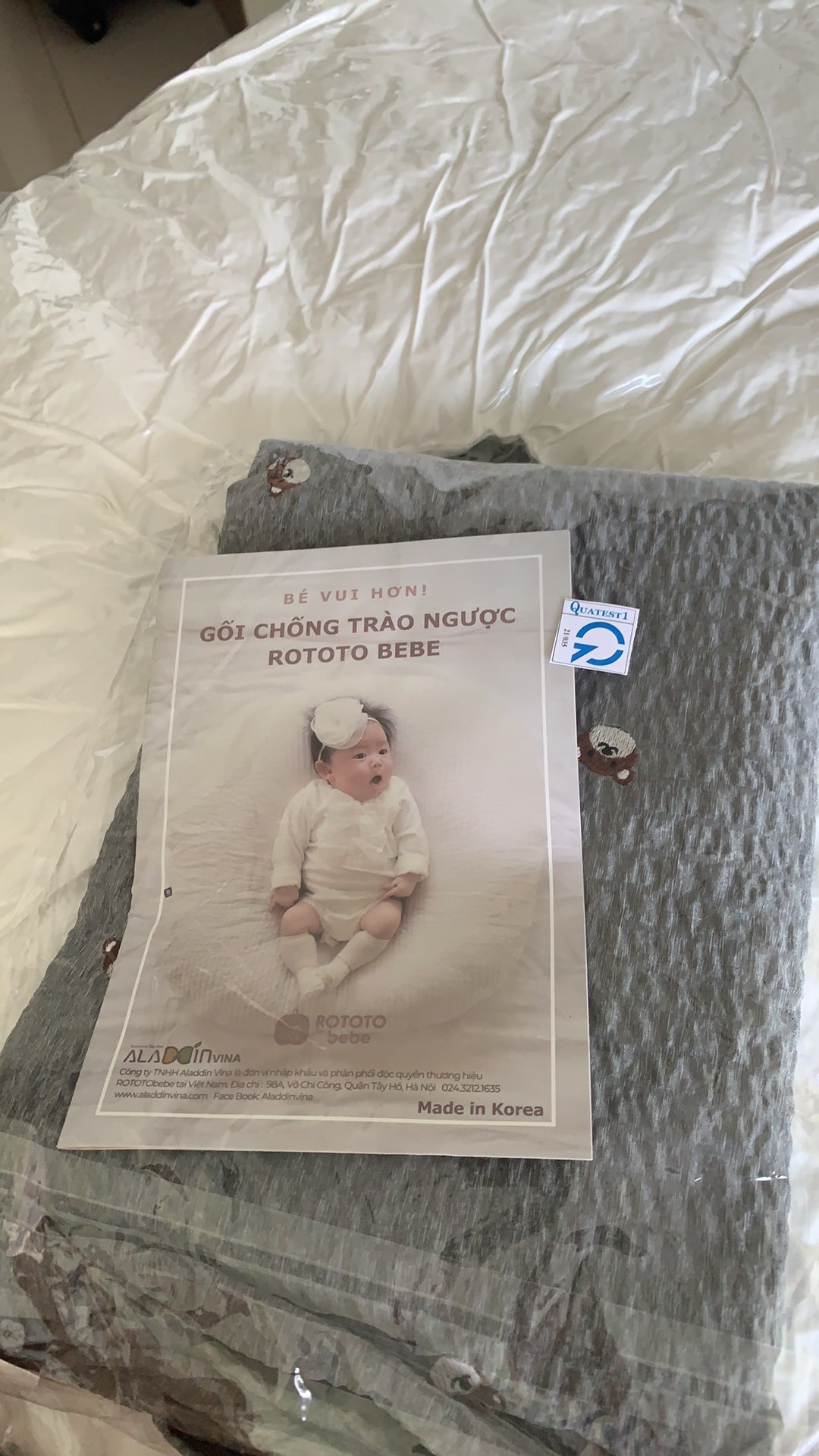 Gối Chống Trào Ngược Rototo Bebe Cao Cấp Hàn Quốc - Vải Ripple Nhăn, Hỗ Trợ Trẻ Từ Sơ Sinh, Thiết Kế Dễ Dàng Vệ Sinh