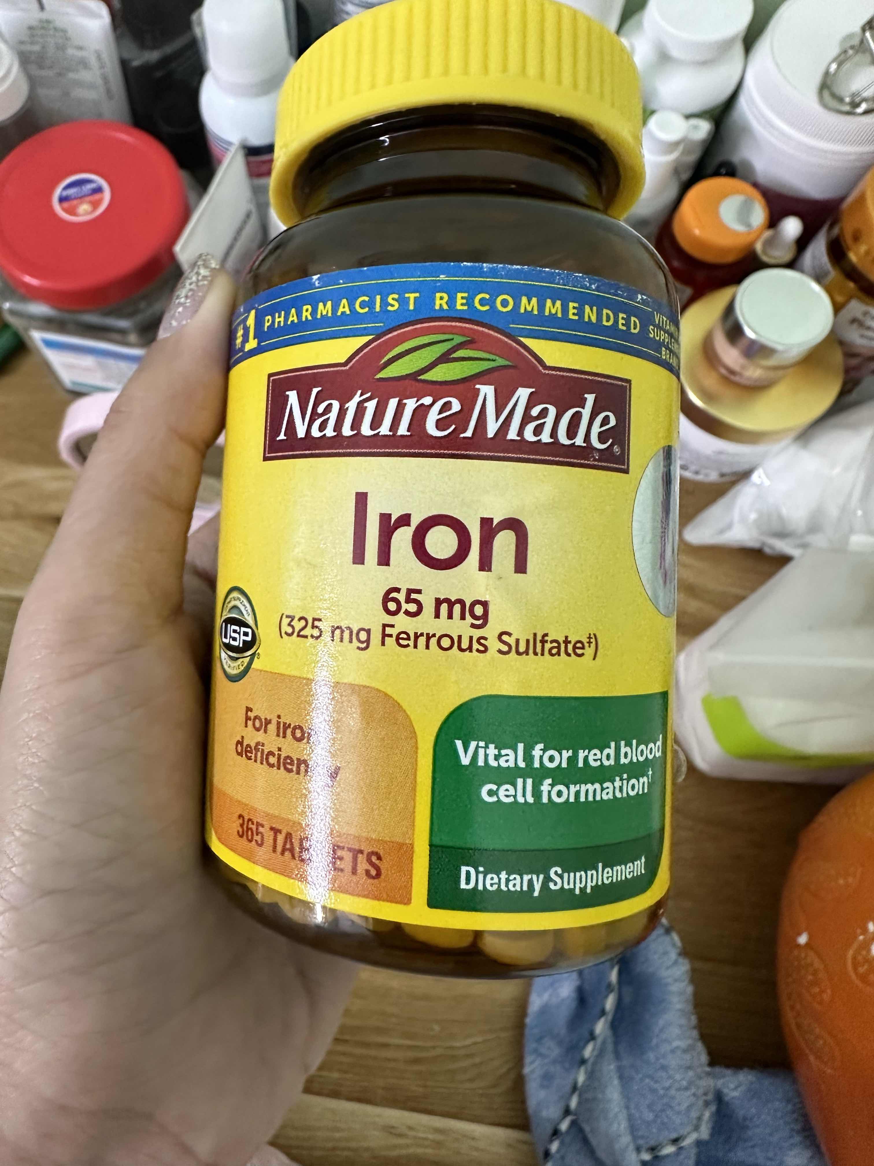 Viên uống bổ sung sắt Nature Made Iron 65mg - Hỗ trợ sức khỏe cho bà bầu, phòng ngừa thiếu máu, tăng cường miễn dịch, 365 viên