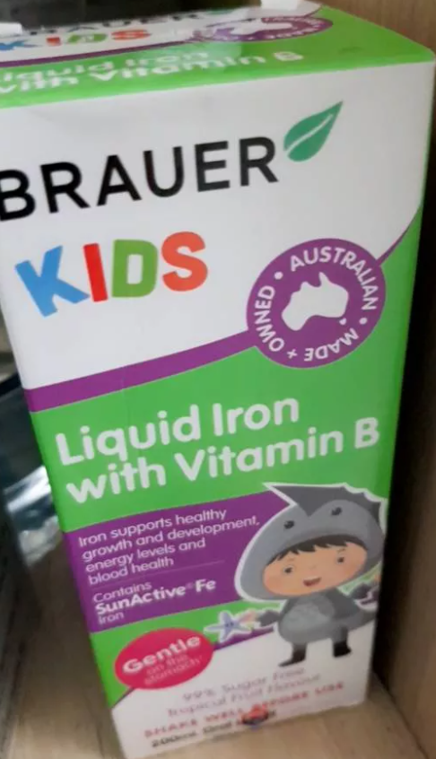 Siro Brauer Kids Liquid Iron với Vitamin B cho bé từ 1 tuổi - Hỗ trợ bổ sung sắt, tăng cường sức khỏe, hương vị trái cây thơm ngon 200ml