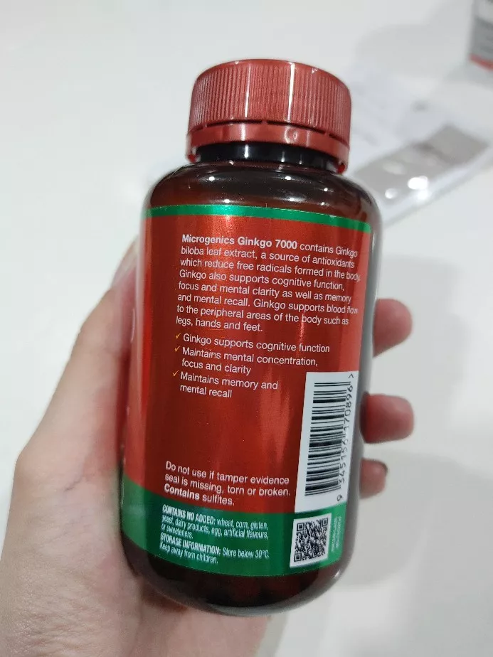 Viên uống bổ não Microgenics Ginkgo 7000 - Hỗ trợ cải thiện trí nhớ và tuần hoàn máu, Tinh thần tỉnh táo, Lọ 100 viên