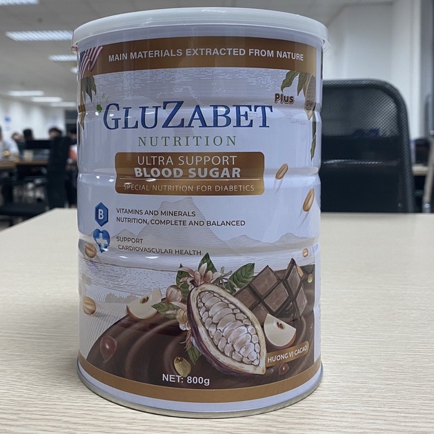 Sữa Non Gluzabet Hương Ca Cao - Bổ Sung Dinh Dưỡng, Hỗ Trợ Cân Bằng Đường Huyết cho Người Tiểu Đường - Lọ 800g