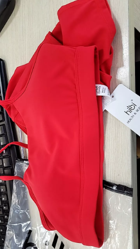 Set đồ tập gym Hibi Sports H144 - Áo bra có mút ngực + Quần lửng lưng cao, Chất liệu co giãn, Thể thao, Yoga, Gym, Đen, Đỏ