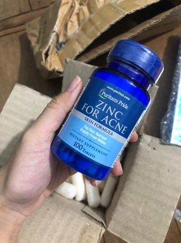 Viên kẽm hỗ trợ chăm sóc mụn Zinc for Acne Puritan's Pride 100 viên của Mỹ - Cải thiện tình trạng mụn và làm sạch da hiệu quả