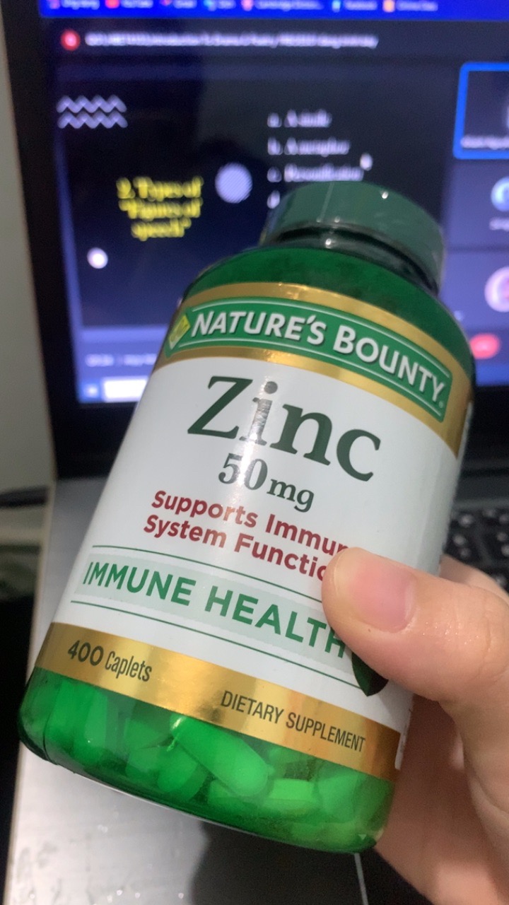 Viên kẽm Nature's Bounty Zinc 50mg 100 viên - Bổ sung khoáng chất hỗ trợ miễn dịch và sức khỏe cho nam giới, chất lượng Mỹ