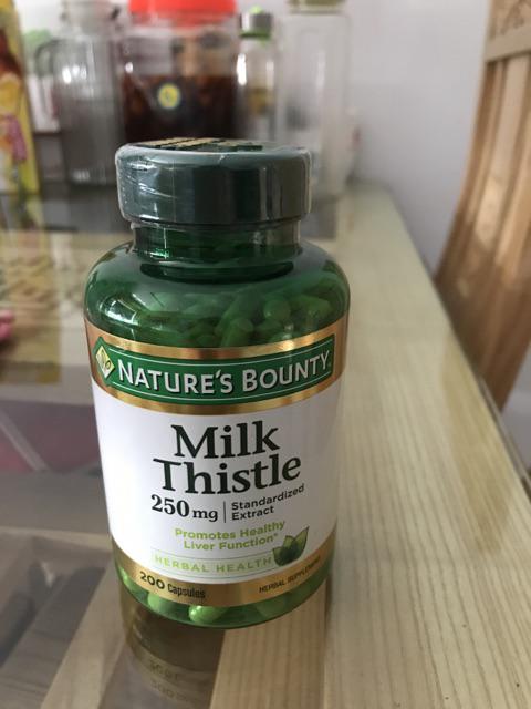 Viên uống hỗ trợ thải độc gan Nature’s Bounty Milk Thistle 250mg - Hộp 200 viên - Giải độc gan, phục hồi sức khỏe, hàng Mỹ