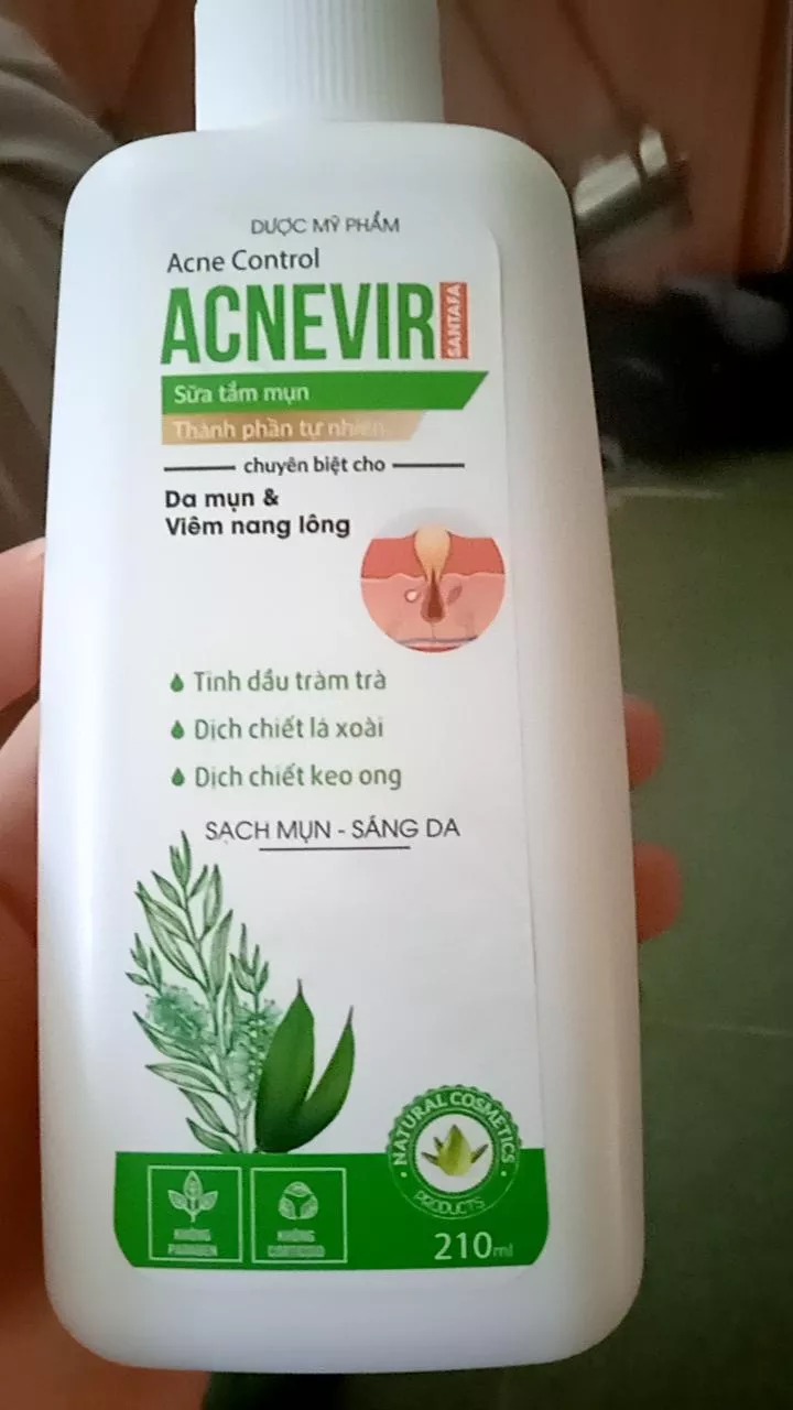 Sữa Tắm Acnevir 210ml - Giúp Cải Thiện Mụn Lưng, Viêm Nang Lông, Làn Da Sáng Mịn Từ Thiên Nhiên - Sản Phẩm Dược Mỹ Phẩm SANTAFA