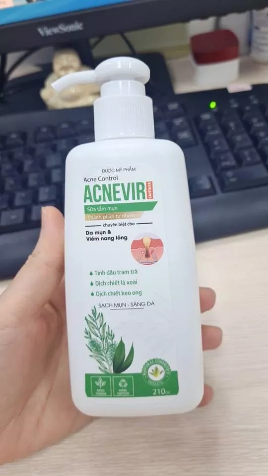 Sữa Tắm Acnevir 210ml - Giúp Cải Thiện Mụn Lưng, Viêm Nang Lông, Làn Da Sáng Mịn Từ Thiên Nhiên - Sản Phẩm Dược Mỹ Phẩm SANTAFA