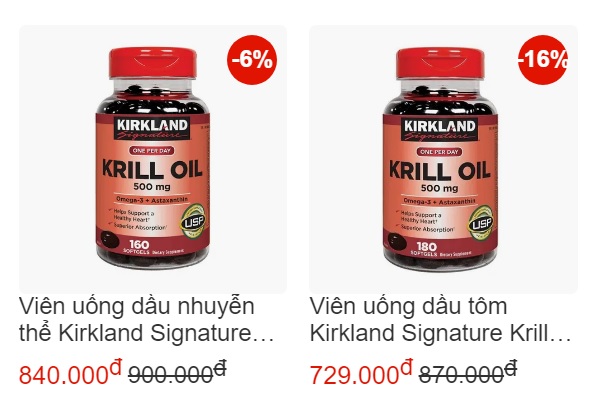 Viên Uống Dầu Nhuyễn Thể Kirkland Signature Krill Oil 500mg - Hỗ Trợ Tim Mạch, Omega-3 Tinh Khiết, 160 Viên