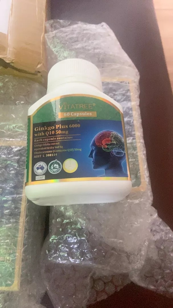 Viên Uống Hỗ Trợ Tuần Hoàn Não Vitatree Ginkgo Plus 6000 với Coenzym Q10 - Tăng Cường Trí Nhớ, Giảm Căng Thẳng (60 Viên)