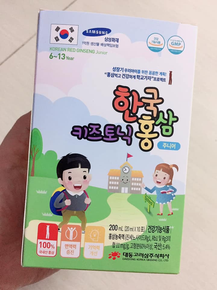 Nước Hồng Sâm Korean Red Ginseng Junior - Bồi Bổ Sức Khỏe Cho Trẻ Từ 6-13 Tuổi, Tăng Cường Đề Kháng, Dễ Uống, Daedong Hàn Quốc